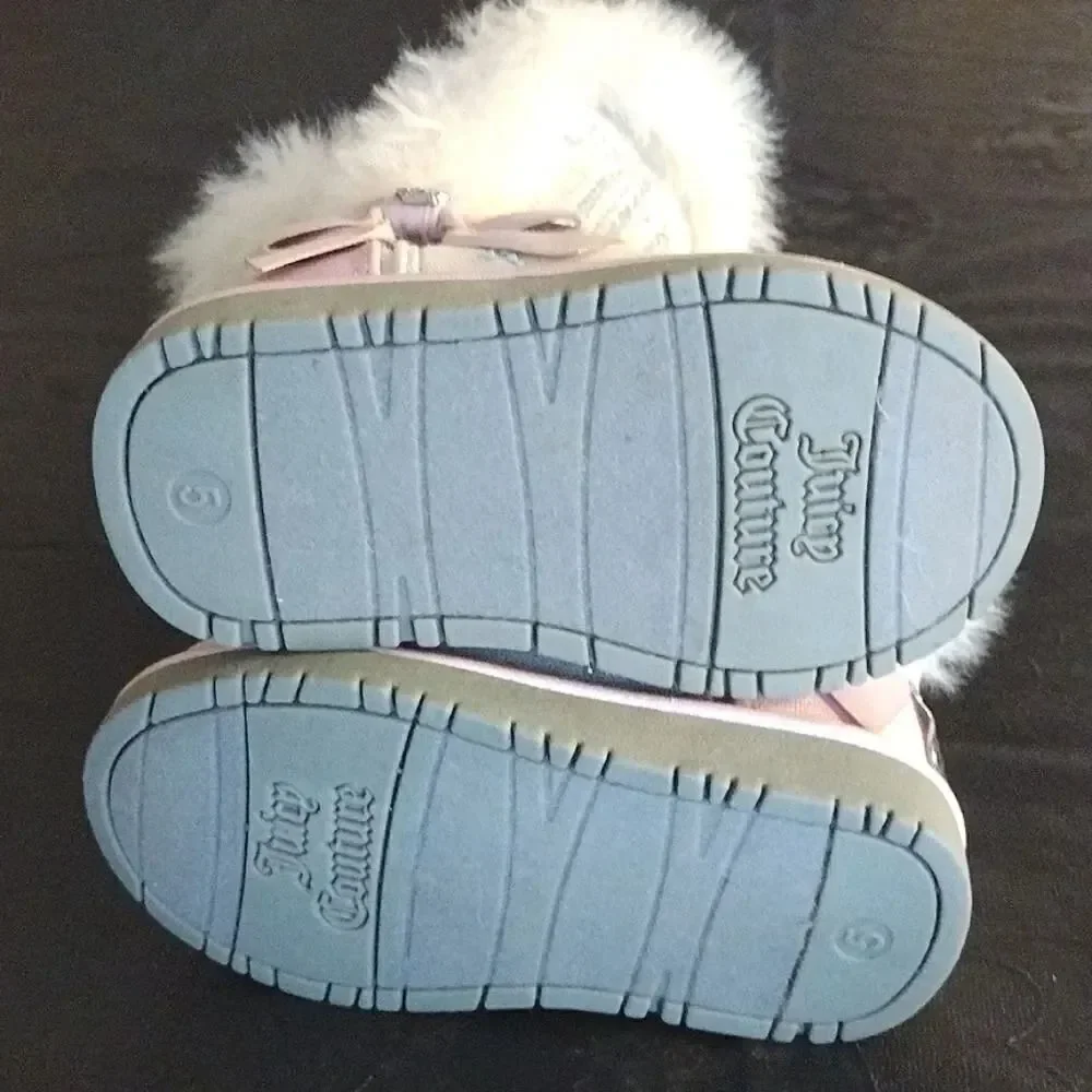 Y2K Juicy Couture Pink Lil Southgate Rhinestones Winter Fur Boots Toddler's SZ 5